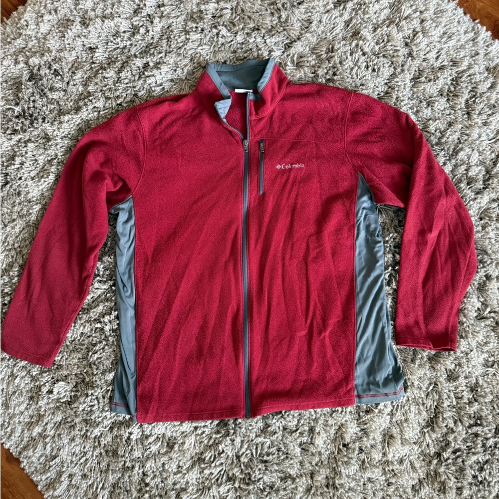 Columbia Red and Gray Performance Jacket with Stand-Up Collar